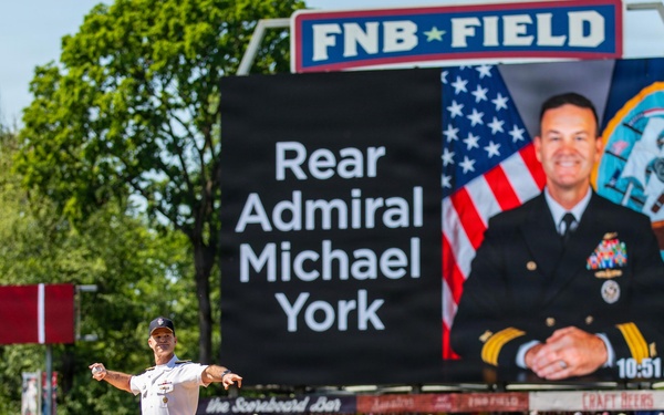 NAVSUP WSS Commander Throws First Pitch for Harrisburg Senators Baseball Team
