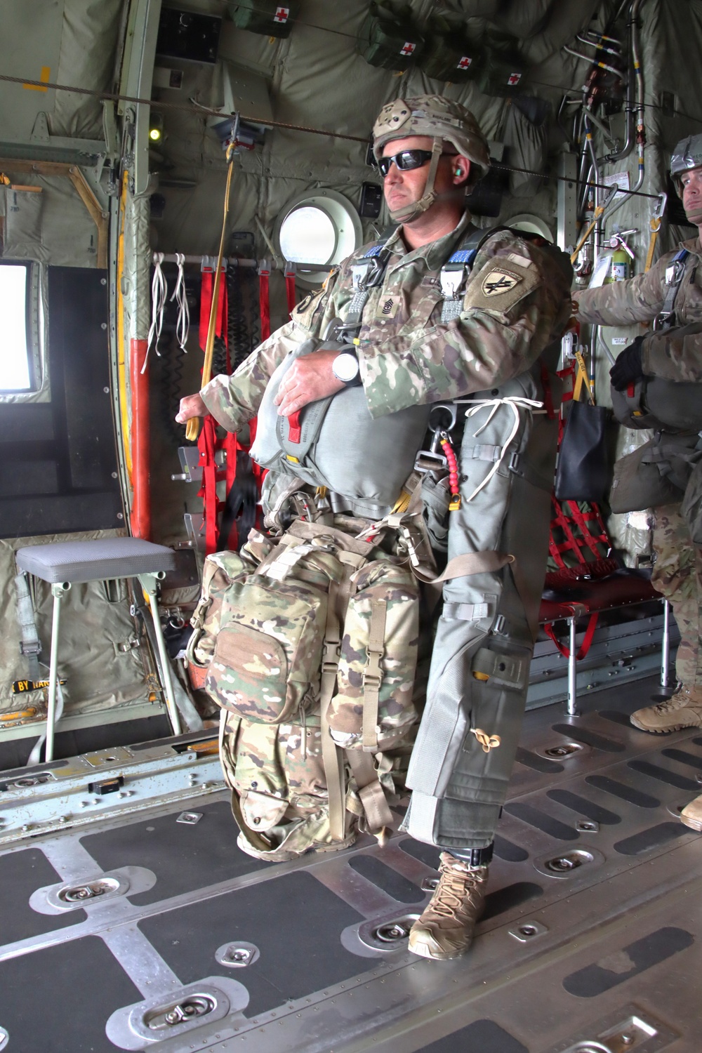 450th Civil Affairs Battalion First Sergeant Stands by at the Ramp on flight from JB MDL