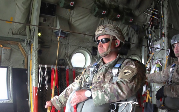 450th Civil Affairs Battalion First Sergeant Stands by at the Ramp on flight from JB MDL