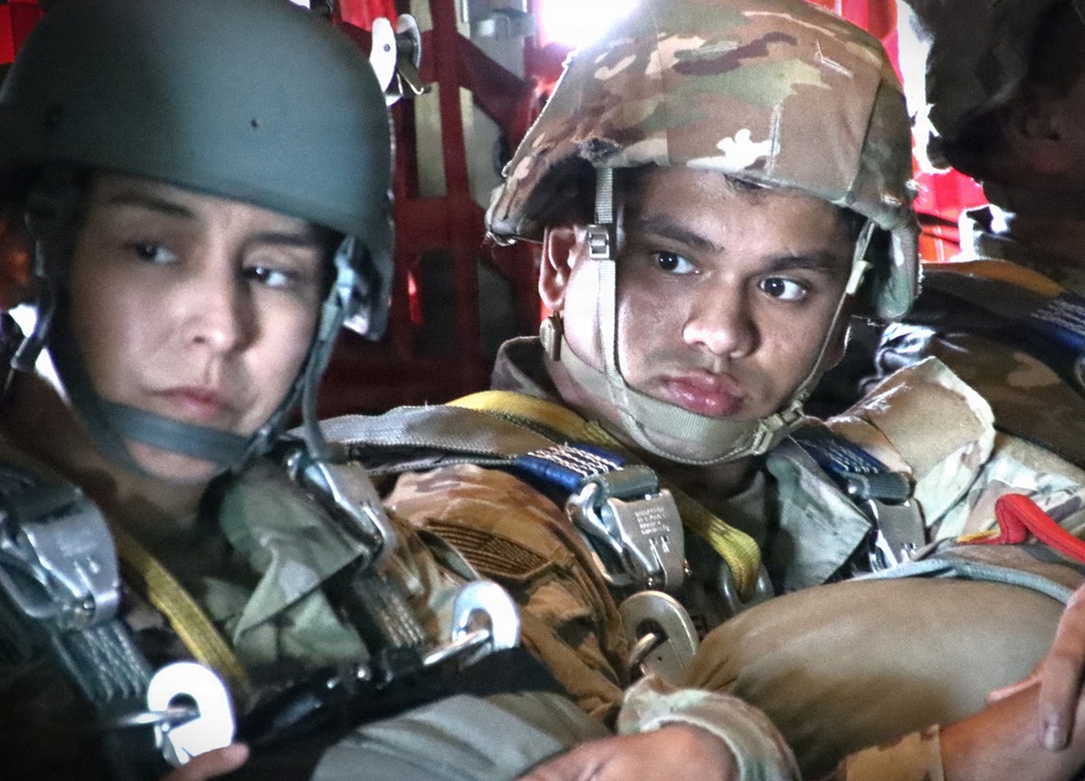 404th Civil Affairs Battalion Paratrooper Prepares for Exit on Flight from JB MDL