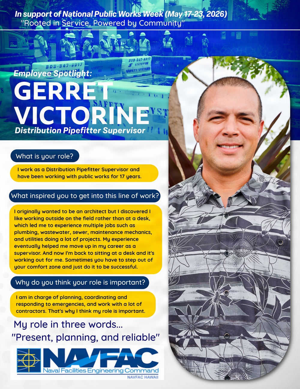 NAVFAC Hawaii Employee Spotlight: Gerret Victorine