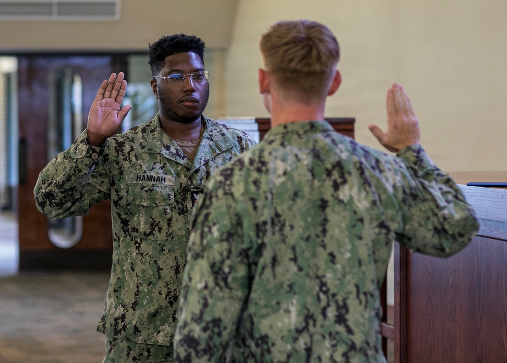 BM2 Hannah Reenlists at NCBC Gulfport