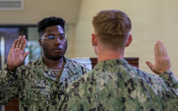 BM2 Hannah Reenlists at NCBC Gulfport