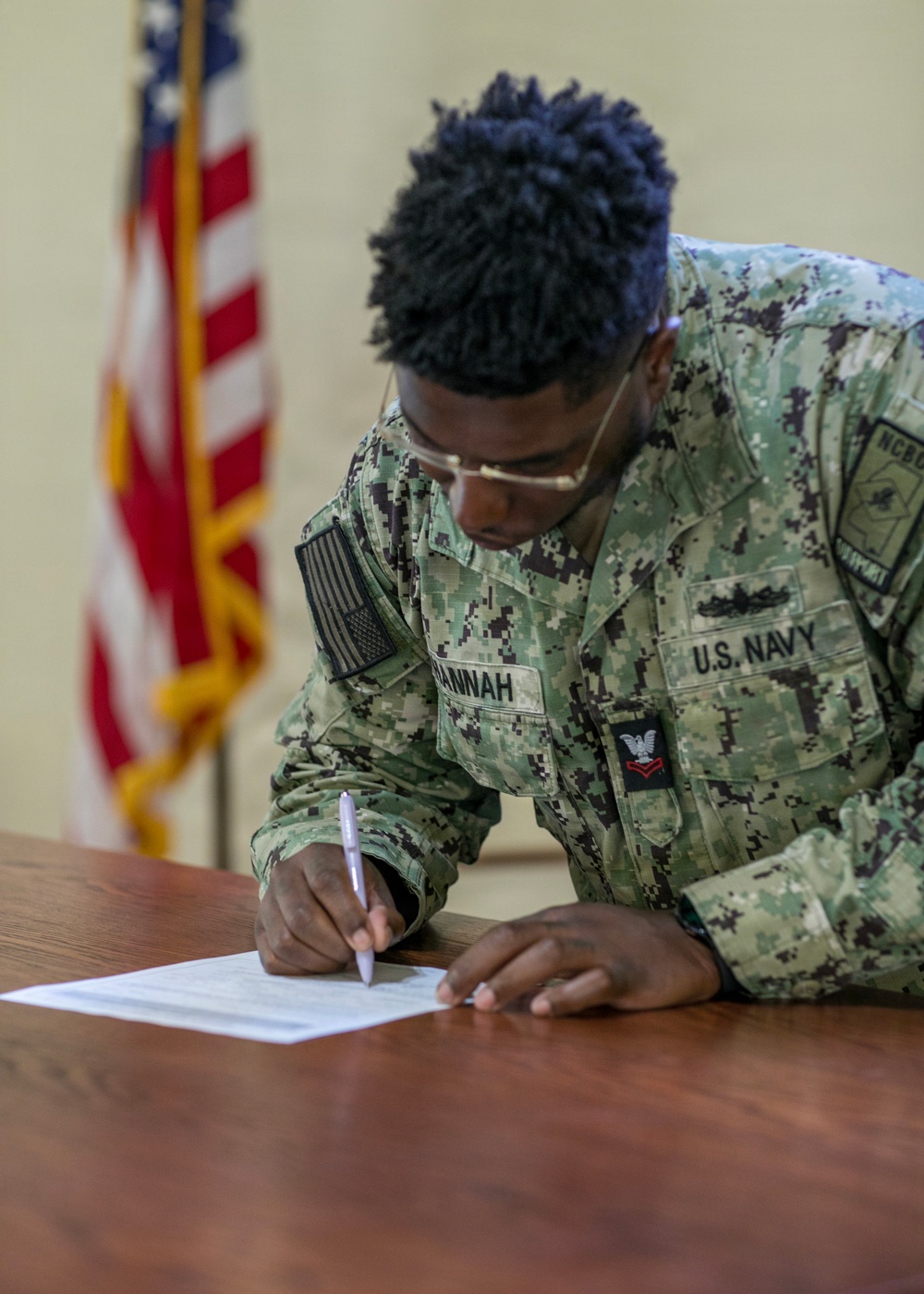 BM2 Hannah Reenlists at NCBC Gulfport