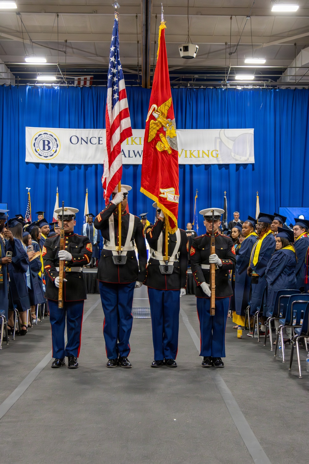 U.S. Marine Corps Color Guard Presents Colors at Barstow Community College Graduation Ceremony