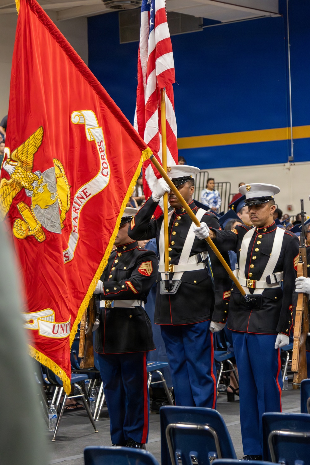 U.S. Marine Corps Color Guard presents Colors at Barstow Community College Graduation Ceremony
