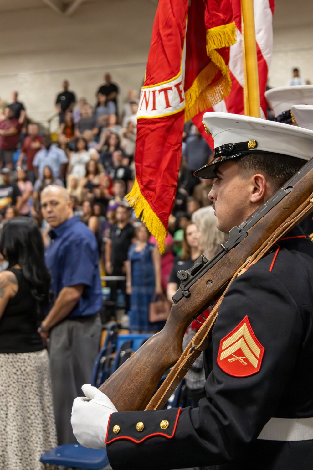 U.S. Marine Corps Color Guard presents Colors at Barstow Community College Graduation Ceremony