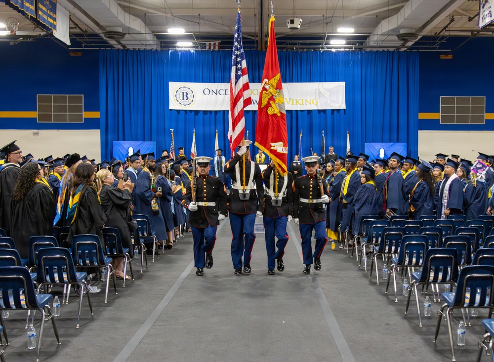 U.S. Marine Corps Color Guard presents Colors at Barstow Community College Graduation Ceremony
