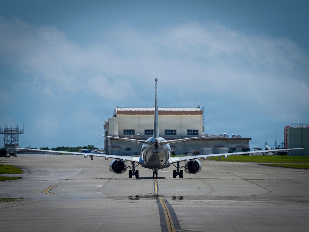 A P-8A Poseidon Taxis on Kadena Air Base