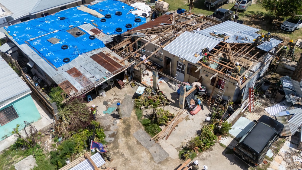 797th EVCC Continues Installations of Temporary Roofs on Saipan
