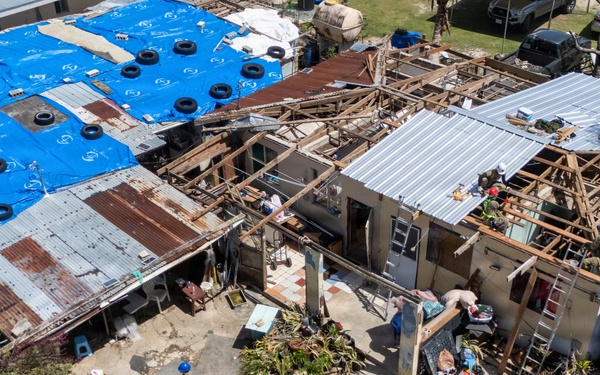 797th EVCC Continues Installations of Temporary Roofs on Saipan