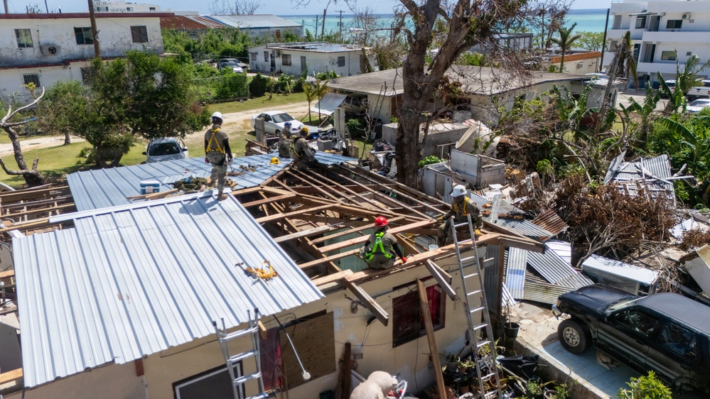 797th EVCC Continues Installations of Temporary Roofs on Saipan