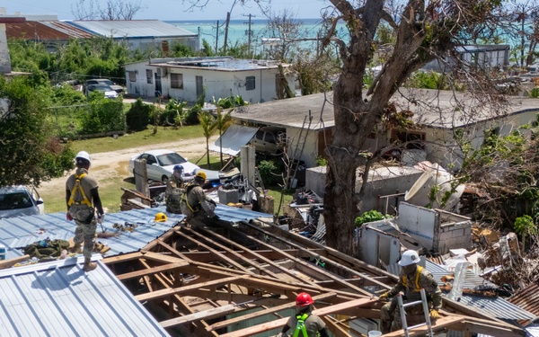 797th EVCC Continues Installations of Temporary Roofs on Saipan