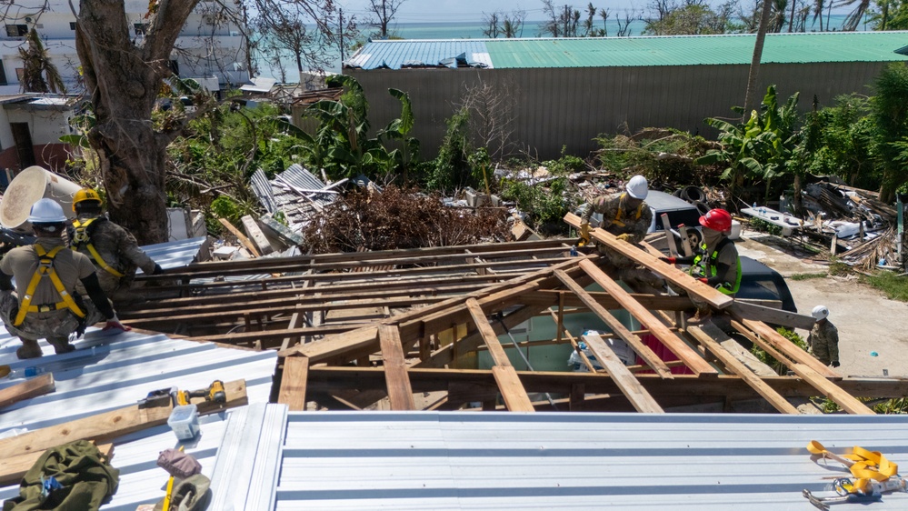 797th EVCC Continues Installations of Temporary Roofs on Saipan