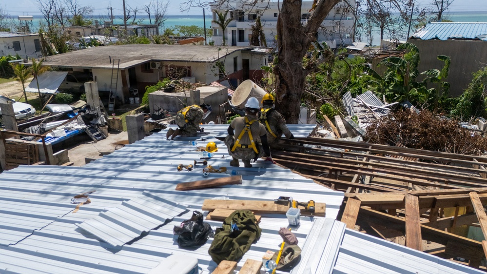 797th EVCC Continues Installations of Temporary Roofs on Saipan