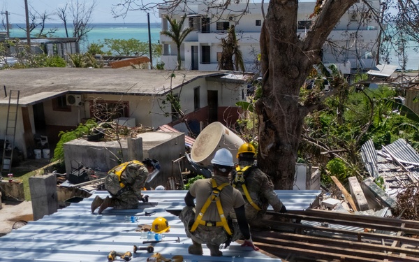 797th EVCC Continues Installations of Temporary Roofs on Saipan