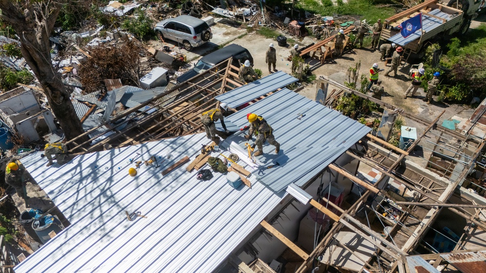 797th EVCC Continues Installations of Temporary Roofs on Saipan