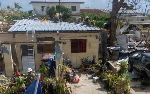 797th EVCC Continues Installations of Temporary Roofs on Saipan