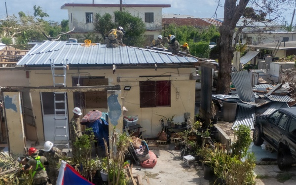 797th EVCC Continues Installations of Temporary Roofs on Saipan