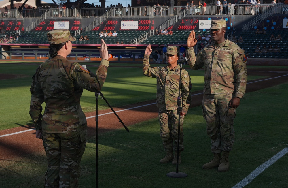 U.S. Army Soldiers Reenlist on Field During El Paso Baseball Game Ceremony