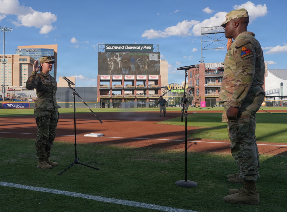 U.S. Army Soldiers Reenlist During Ceremonial Oath at El Paso Baseball Game