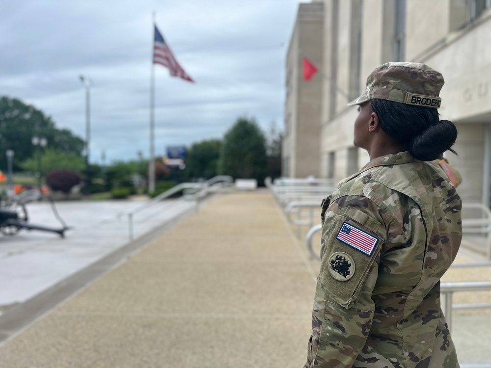 JTF-DC Saluting the Flag Wearing the F250 Brassard