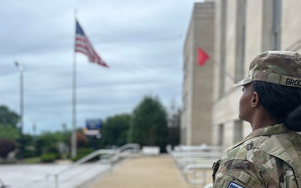 JTF-DC Saluting the Flag Wearing the F250 Brassard