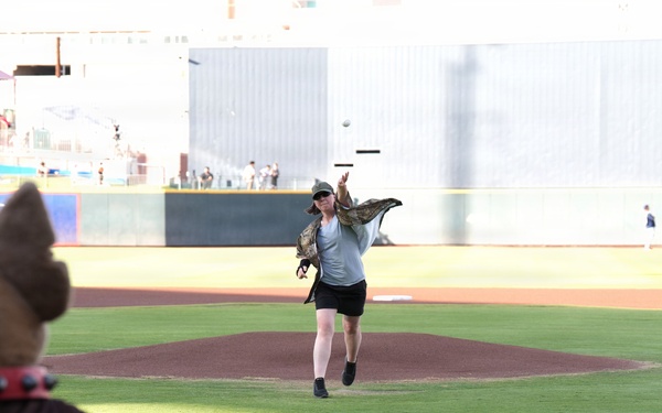 Double Celebration: Captain Casandra Mitchem Throws First Pitch on Her Birthday