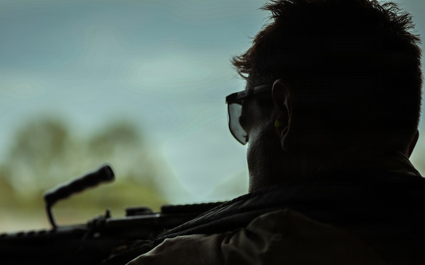 U.S. Army Reserve Soldier Provides Enemy Fire for the Competitors during the Best Squad Competition
