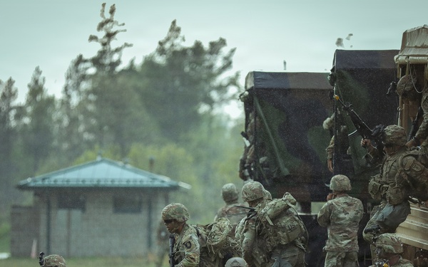U.S. Army Reserve Soldiers react to Contact with Opposing Forces during the Best Squad Competition