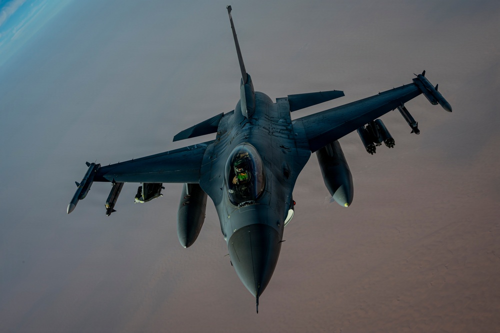 KC-135 Stratotanker performs air refueling operations