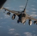 KC-135 Stratotanker refuels F-16 Fighting Falcon during security operations