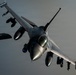 KC-135 Stratotanker refuels F-16 Fighting Falcon
