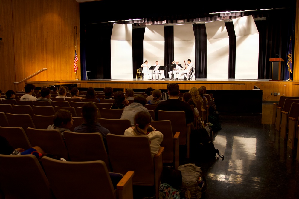 Navy Band Northeast's Crosswinds Woodwind Quintet had a wonderful visit to Lower Dauphin High School during Harrisburg Navy Week!