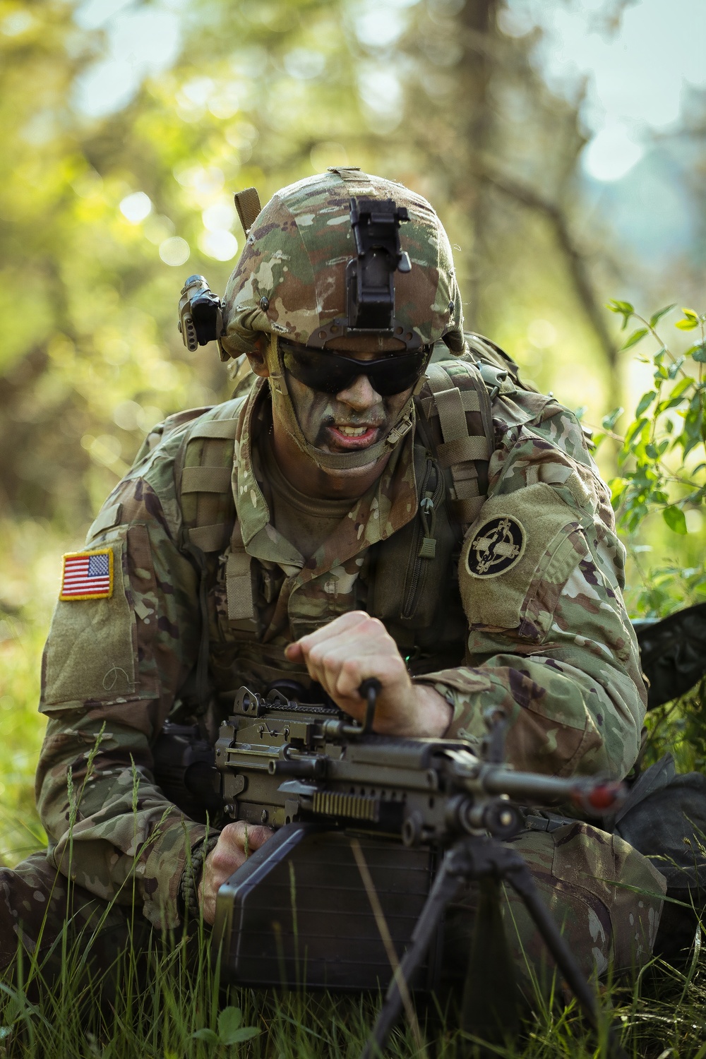 U.S. Army Sodier Provides Security for his Squad during the Best Squad Competition