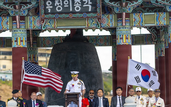 The 50th anniversary commemorative ceremony at the Korean Bell of Friendship during Los Angeles Fleet Week, May 23, 2026.
