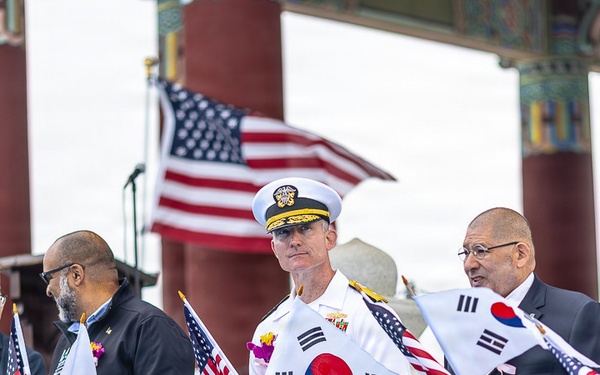 The 50th anniversary commemorative ceremony at the Korean Bell of Friendship during Los Angeles Fleet Week, May 23, 2026.