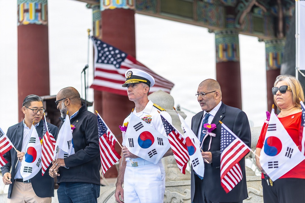 The 50th anniversary commemorative ceremony at the Korean Bell of Friendship during Los Angeles Fleet Week, May 23, 2026.