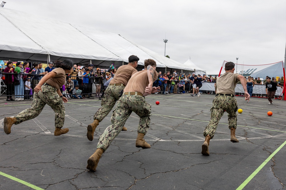 U.S. Service Members compete in a dodgeball tournament