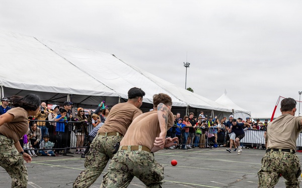 U.S. Service Members compete in a dodgeball tournament
