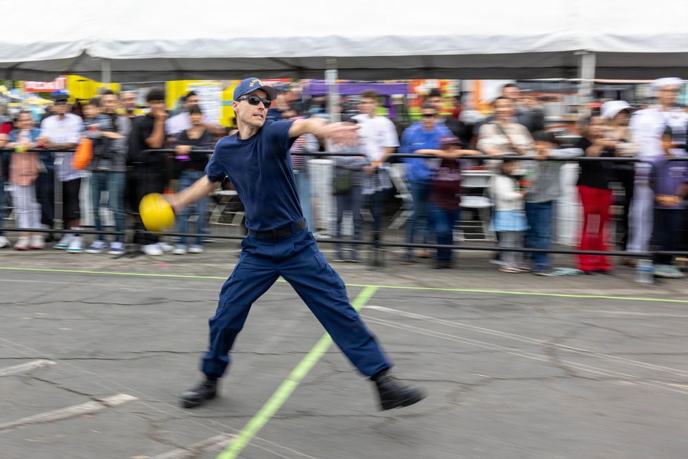 U.S. Service Members compete in a dodgeball tournament