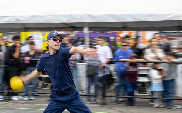 U.S. Service Members compete in a dodgeball tournament
