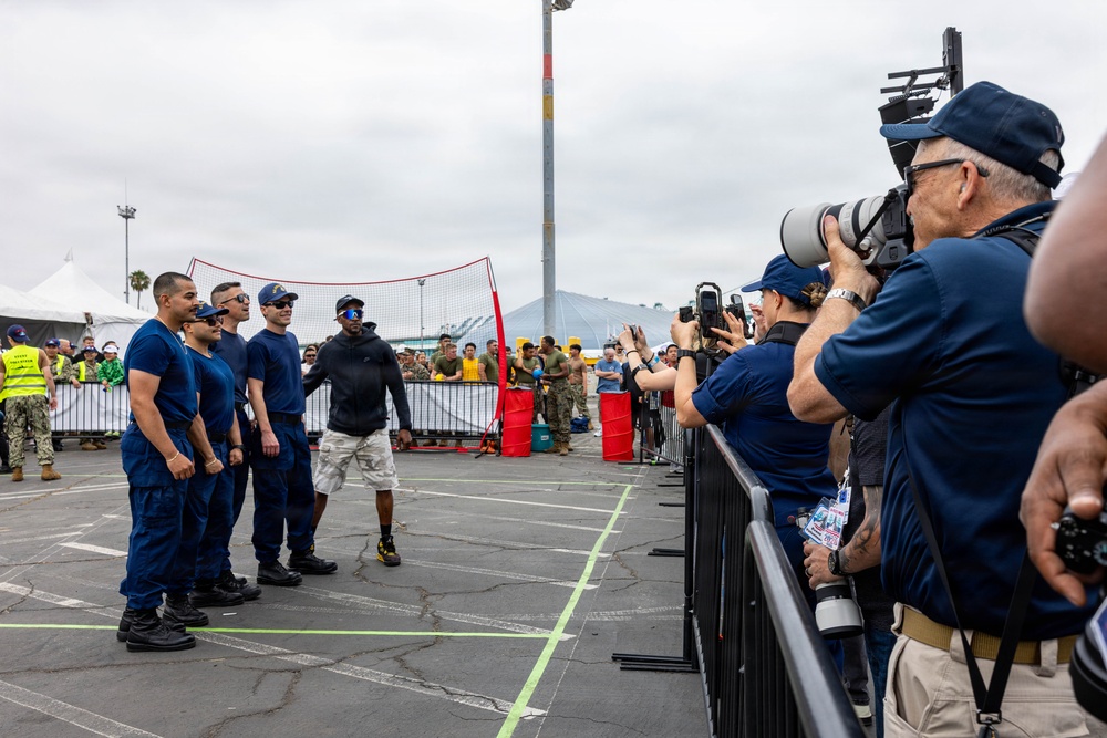 U.S. Service Members compete in a dodgeball tournament