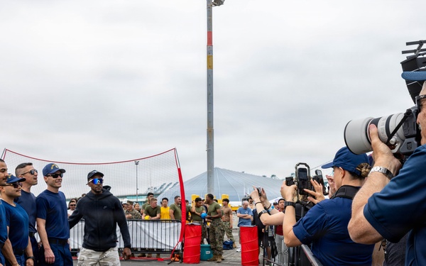 U.S. Service Members compete in a dodgeball tournament