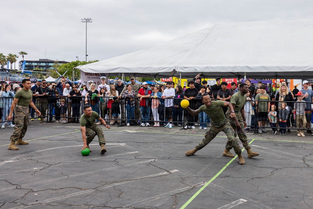U.S. Service Members compete in a dodgeball tournament