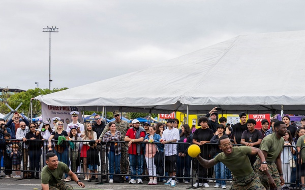 U.S. Service Members compete in a dodgeball tournament
