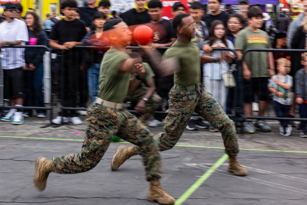 U.S. Service Members compete in a dodgeball tournament