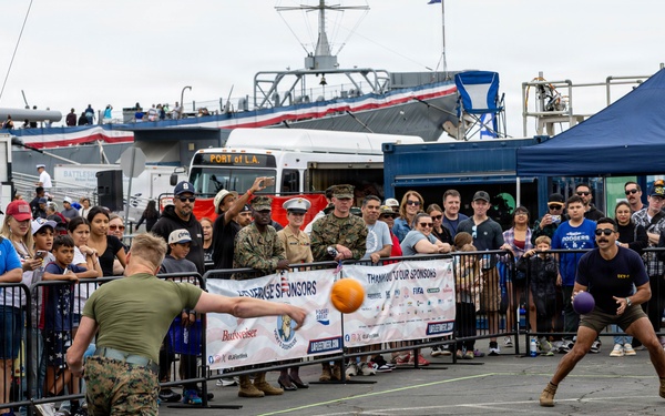 U.S. Service Members compete in a dodgeball tournament