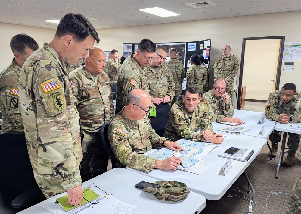 Soldiers with the 184th Expeditionary Sustainment Command, MSARNG, conduct Warfighter Exercise during Annual Training