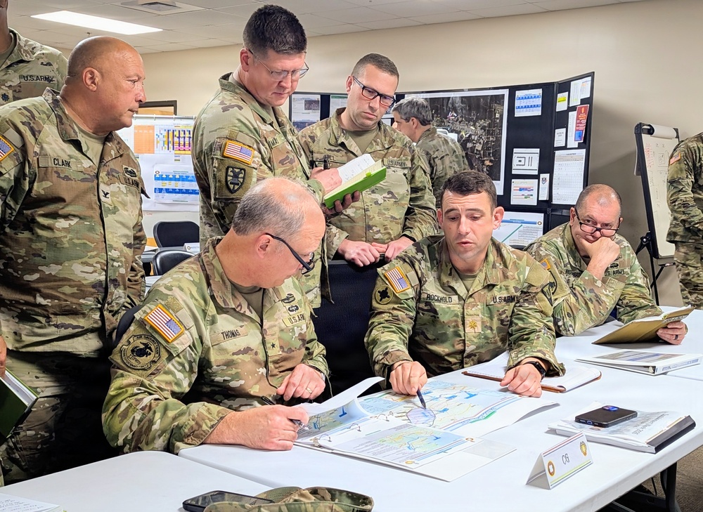 Soldiers with the 184th Expeditionary Sustainment Command, MSARNG, conduct Warfighter Exercise during Annual Training